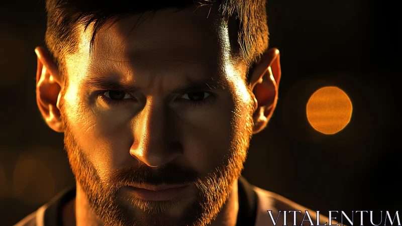 Brooding portrait in molten amber stadium lights. Period.