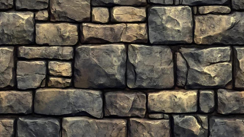 Procedurally lit stone brick wall with varied roughness mapping