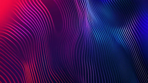 Neon gradient wave lines form dynamic luminous surface grid