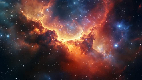 Ionized hydrogen emission nebula with dense starfield core