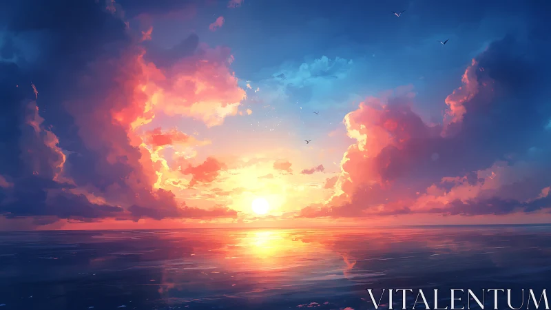 Skyfire horizon where daydream clouds drink the sea.