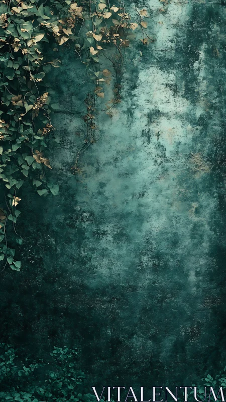 Weathered Wall Embraced by Verdant Vines.