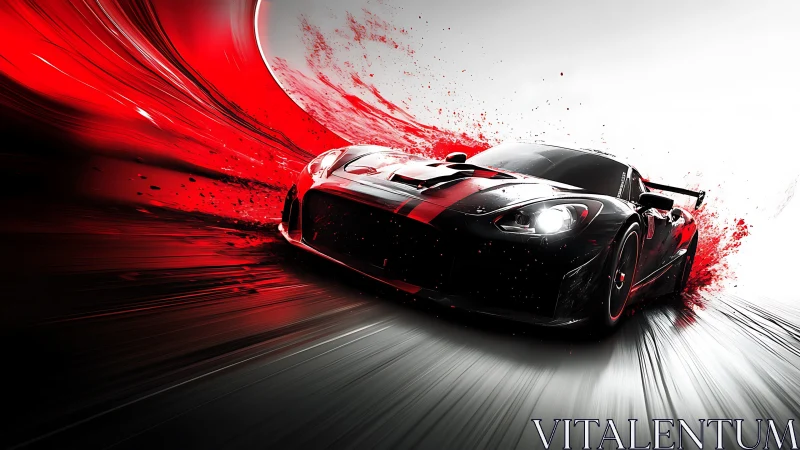 Dynamic 3D supercar render with high-speed motion trails.