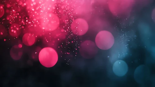 Neon bokeh lights drift in a dreamy magenta and teal haze