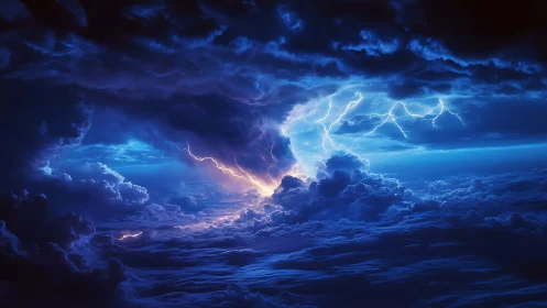 Electric storm illuminates dense stratiform cloud layers