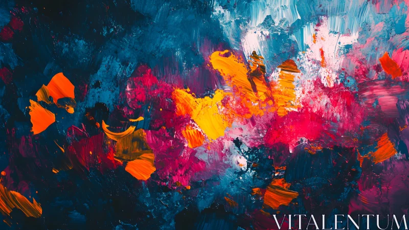 Vibrant abstract painting with bold brushstrokes and vivid colors.