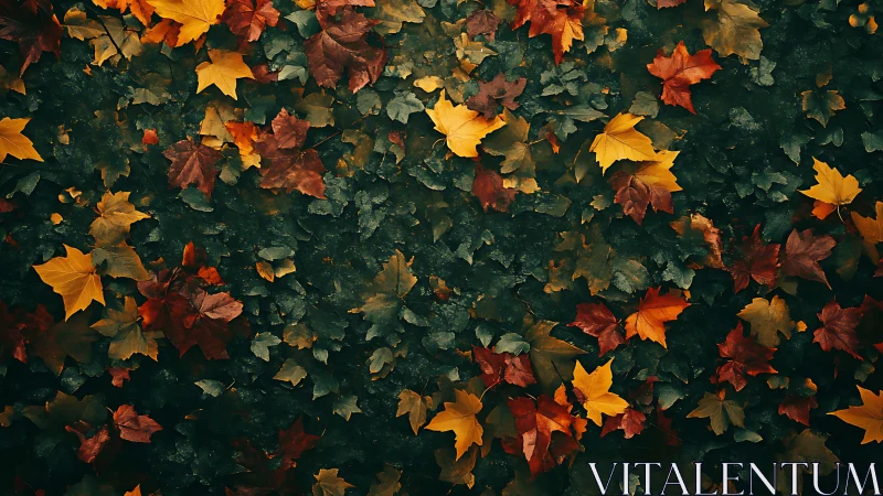 Gentle forest floor quilted with glowing autumn leaves.