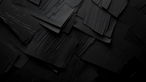 Stacked black textured panels create layered abstract surface.