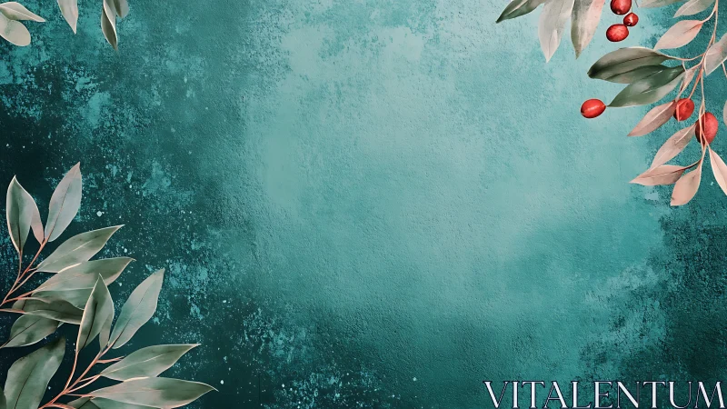 Teal fog cradles wandering leaves and quiet crimson berries