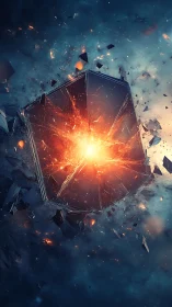 3D cosmic detonation around fractured hexagonal core.