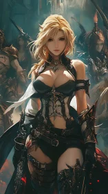 Battlefield beauty leading a fearless fantasy warband.