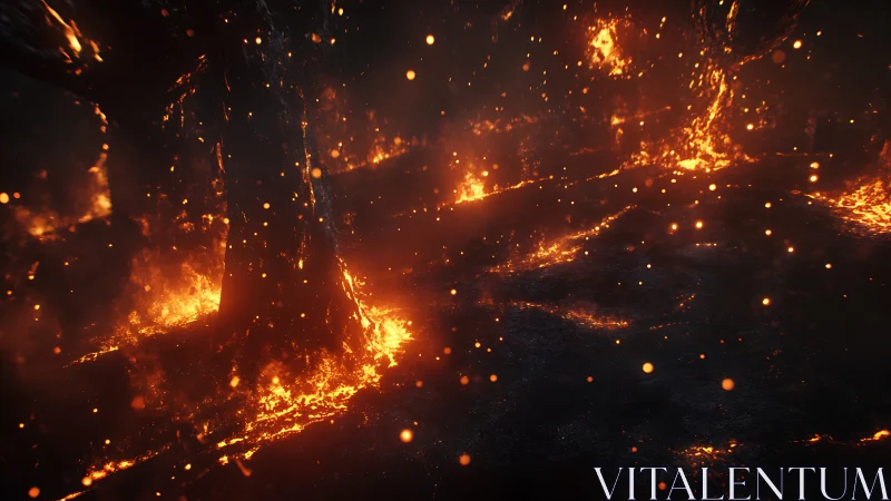 Inferno's Dance: Molten Pathways Through Darkness.