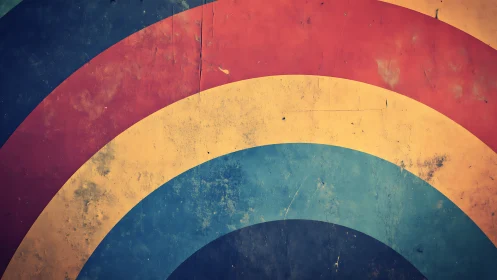 Retro rainbow arcs quietly weather the passage of time