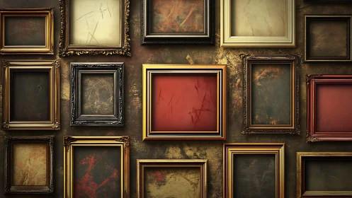 Silent golden frames rehearse for paintings that never arrive