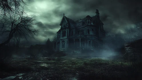 Midnight manor swallowing fog and whispered footfalls.