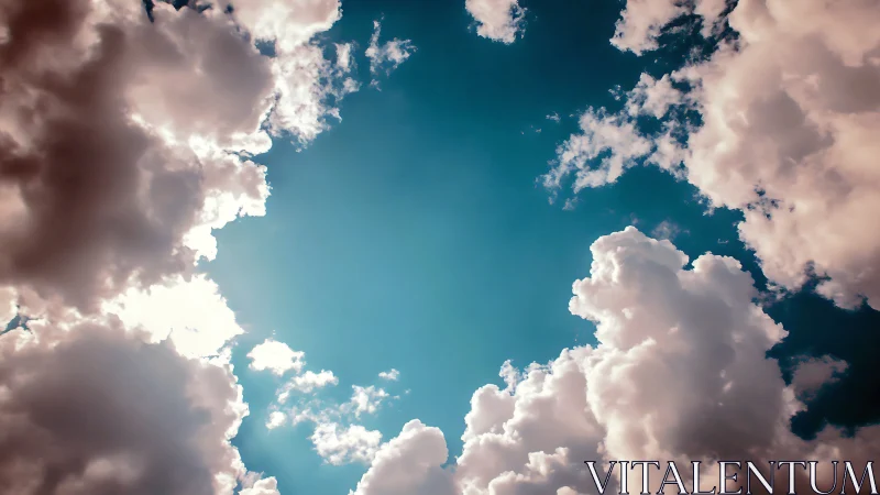 Dramatic Sky with Fluffy Clouds in Vibrant Natural Light.