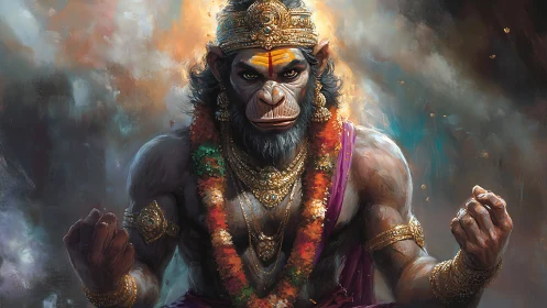 Mythic humanoid ape warrior posed with clenched fists