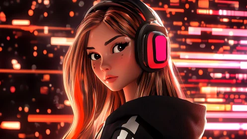 Cyber-lit gamer portrait unites neon rim light and soft shading