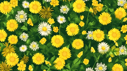 Vibrant Floral Composition with Yellow Gerberas and White Daisies