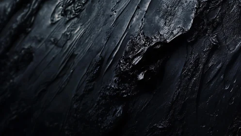 Macro photorealistic black texture with sculpted ridges.