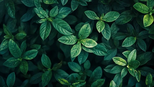 Top-down botanical canopy with rich chlorophyll tonality.