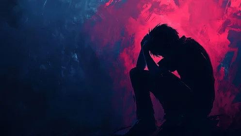 Neon sorrow curls inward while midnight colors breathe slow