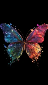 Digital butterfly illustration shows symmetrical neon wings