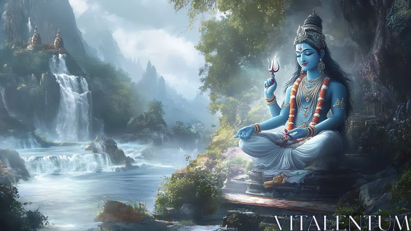 Blue mountain sage by the waterfalls of quiet thunder.