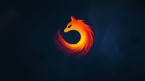 Ember-tailed fox emblem swirling in midnight digital gloom.