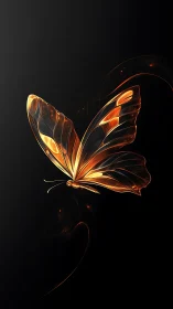 Luminous abstract butterfly with orange translucent wings.
