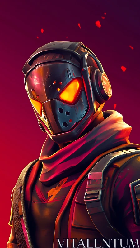 Masked neon rogue poised in a blaze of electric color.