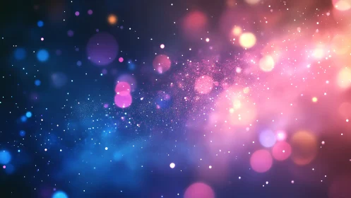 Bokeh nebula gradient with magenta blue particle field dispersion