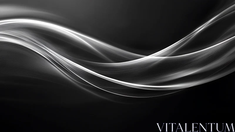 Luminous white wave ribbons over deep black gradient background.