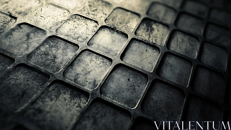 Grungy Metallic Tile Pattern in Moody Industrial Lighting.