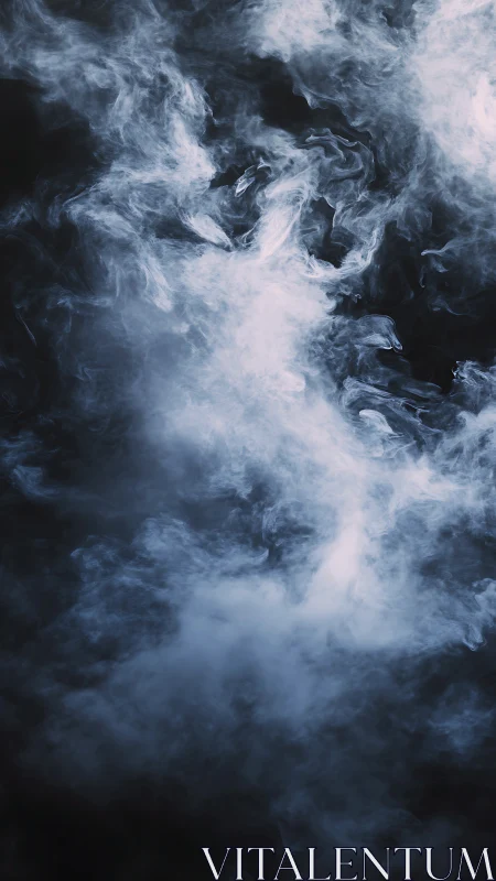 Billowing pale smoke drifts across a deep black void.