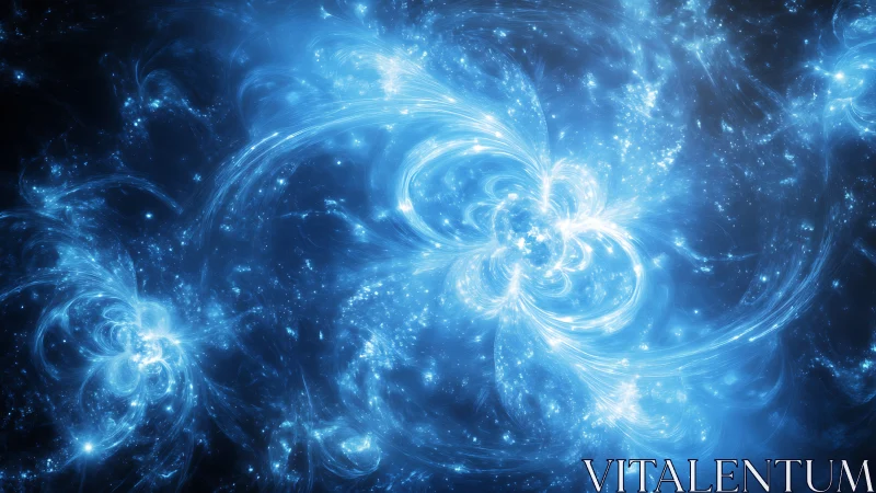 Fractal stellar nebula with luminous plasma filaments in blue