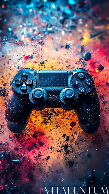 Gaming Controller with Particle Explosion Effect