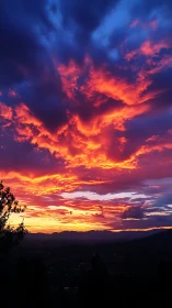 Sky shows stratified clouds illuminated by low-angle sunset light