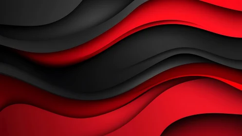Abstract red and black waves background in modern 3D layered style.