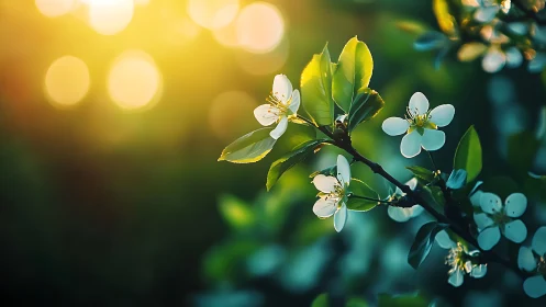 Spring blossoms lean into molten sunset and quietly glow