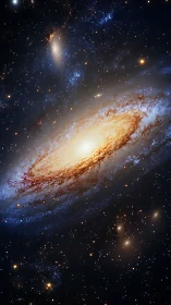 Luminous spiral galaxy rendered in high-resolution digital space art