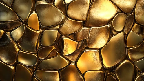 Shiny Abstract Gold Pebble Pattern in Luxurious Metallic Style.