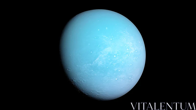 Icy blue planet rendered against deep black space background.