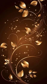 Golden botanical light trails on dark gradient background