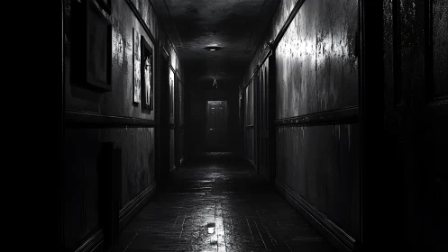 Shadowy corridor inviting curious eyes toward a distant door.