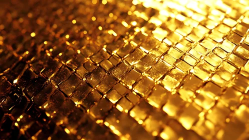 Gold-toned reflective square surface macro pattern detail.