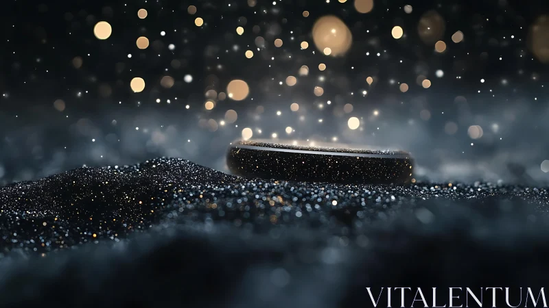 Metallic ring lies on granular surface under defocused lights