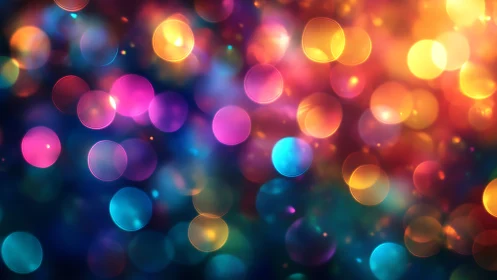Defocused multicolor bokeh light pattern on dark background.