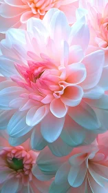 Layered Dahlia Petals in Soft Pink and Blue Gradient.