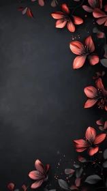 Luminous coral flowers bloom against deep charcoal darkness